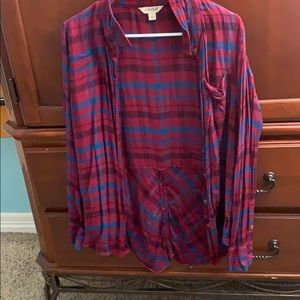 Purple and blue button up